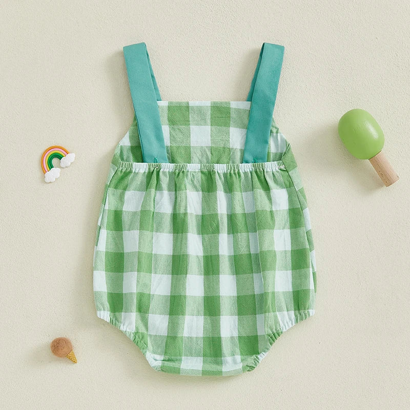 Plaid Father's Day Romper for Baby Boys & Girls