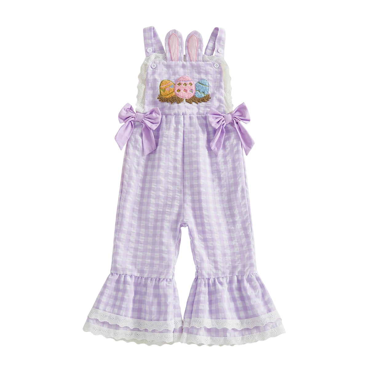 Toddler Baby Girls Easter Plaid Jumpsuit