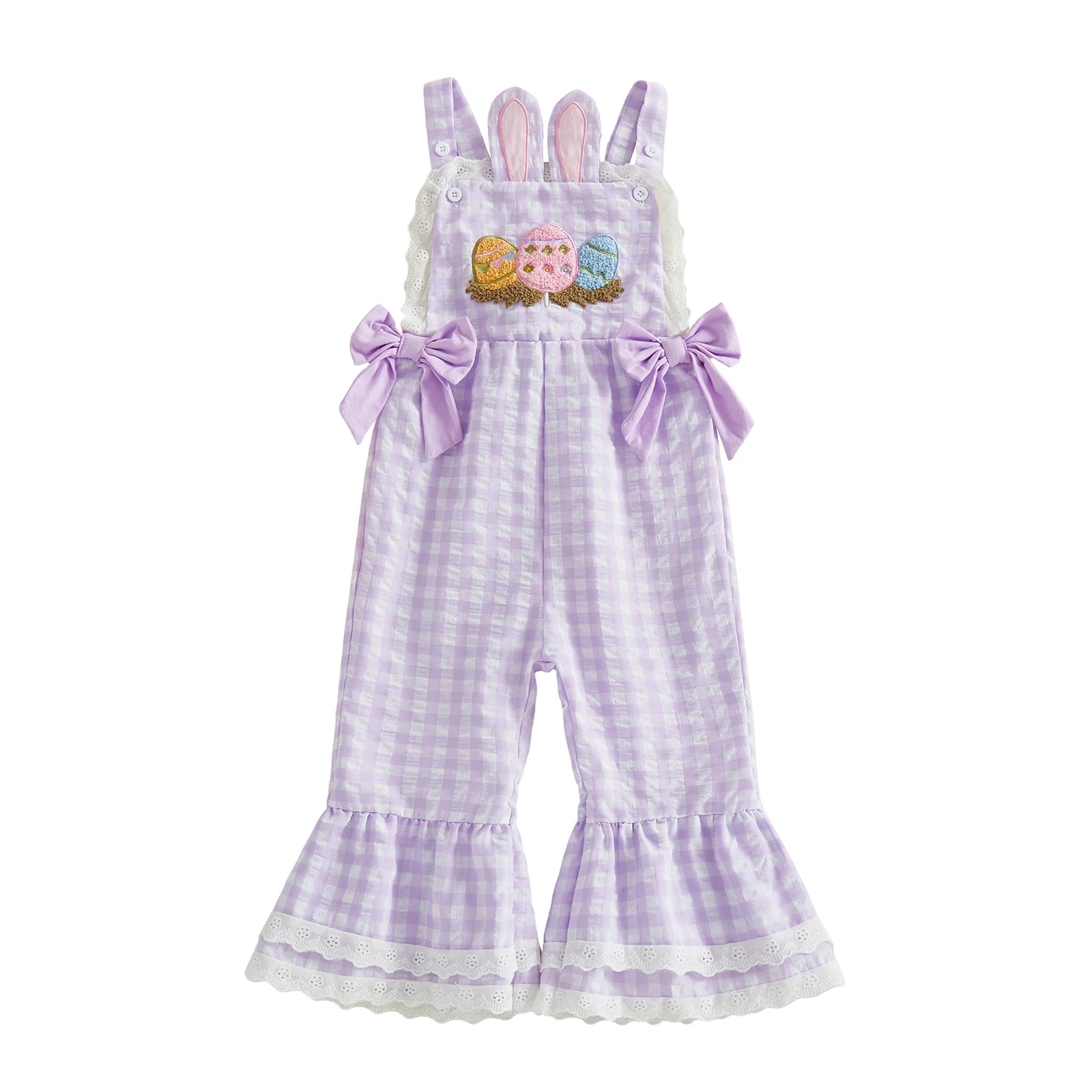 Toddler Baby Girls Easter Plaid Jumpsuit