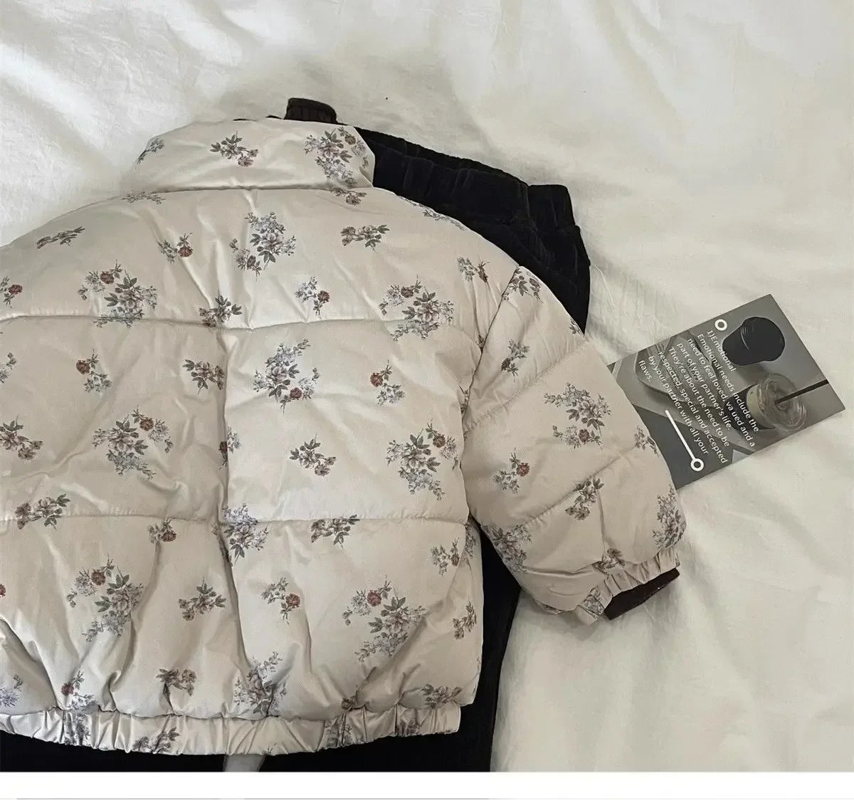 Floral Print Fleece-Lined Puffer Parka