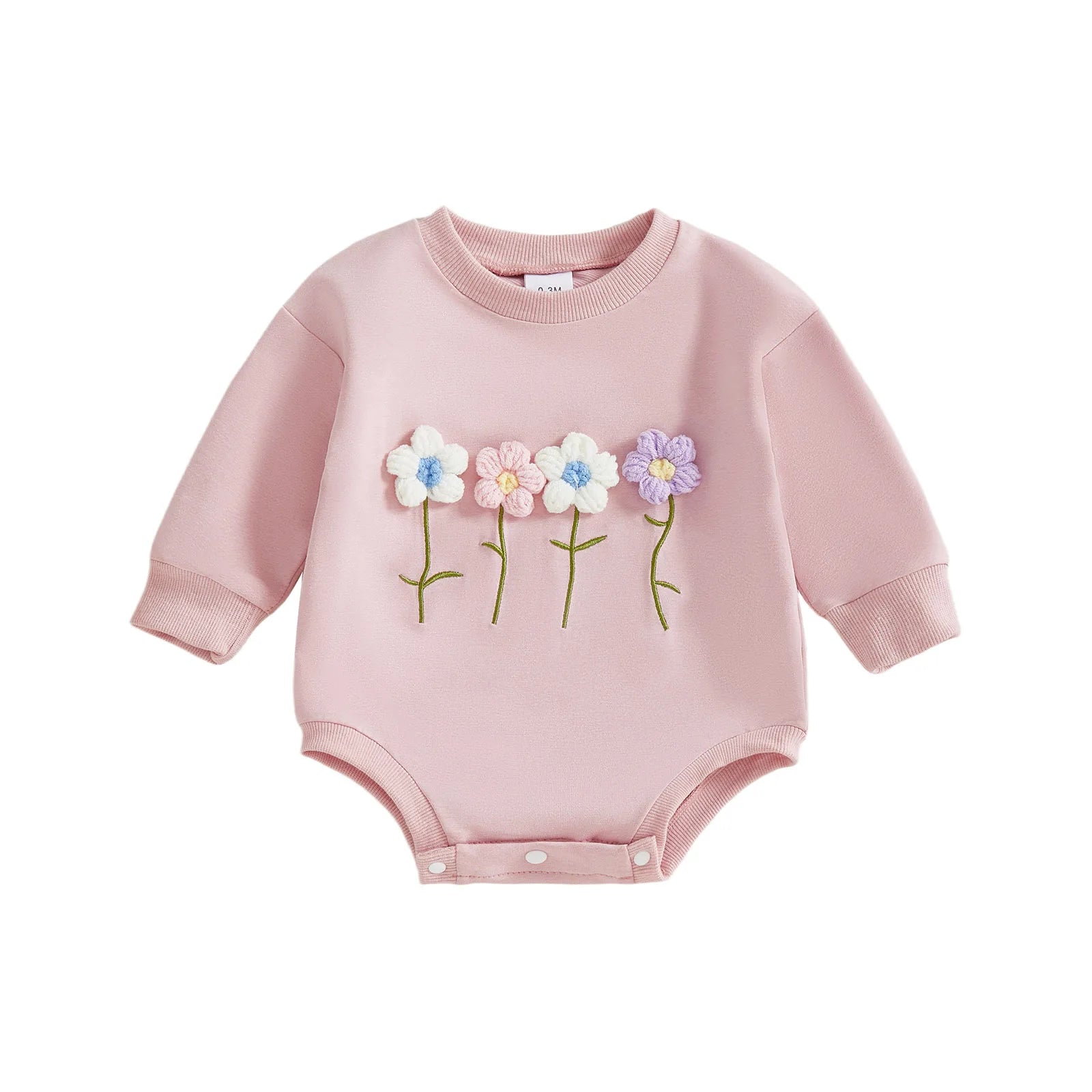 Wildflower Row 3D Floral Sweatshirt Romper
