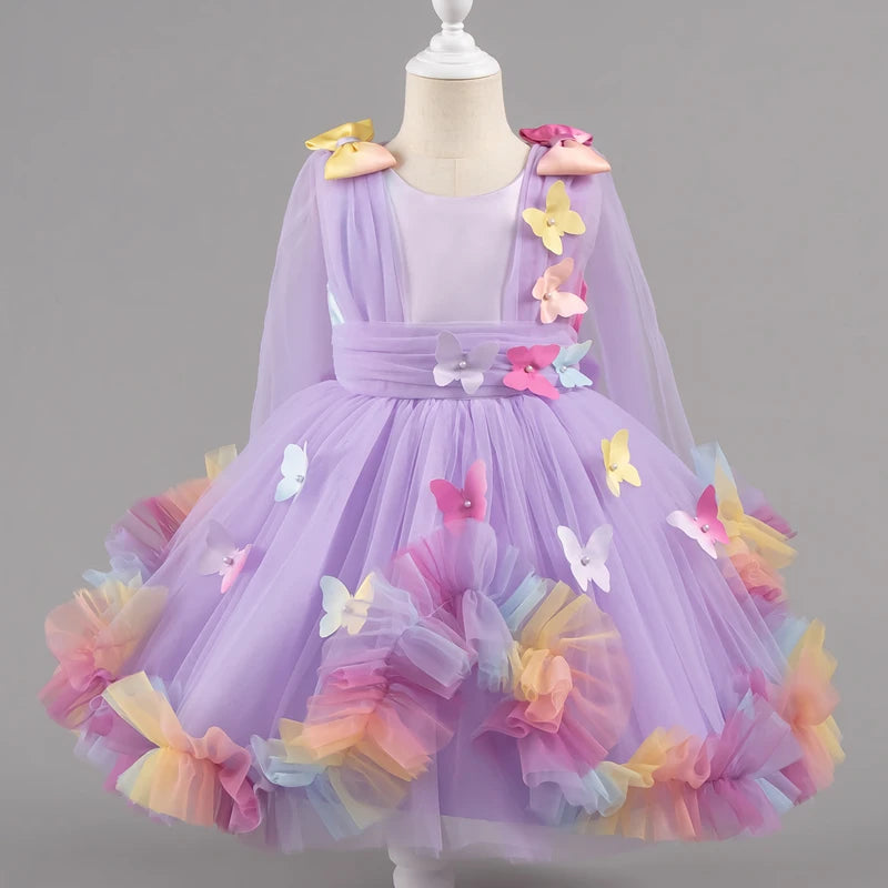 Girls Butterfly Princess Tulle Party Dress