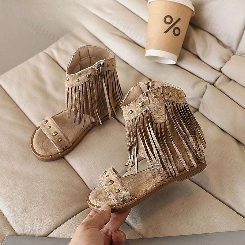 Girls’ Summer Tassel Strap Bohemian Roman Sandals