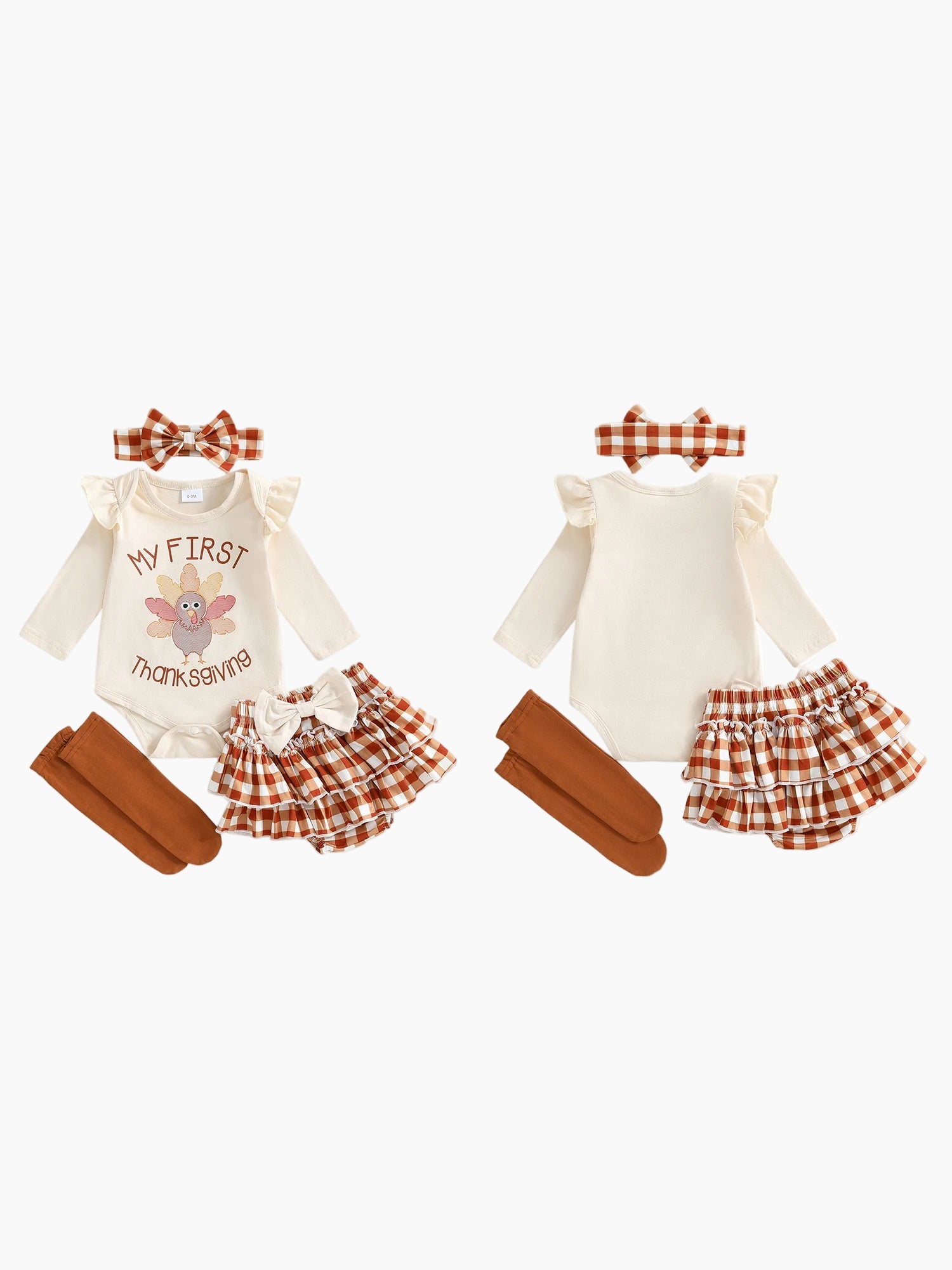 Baby Girl's My First Thanksgiving 4-Piece Outfit Set