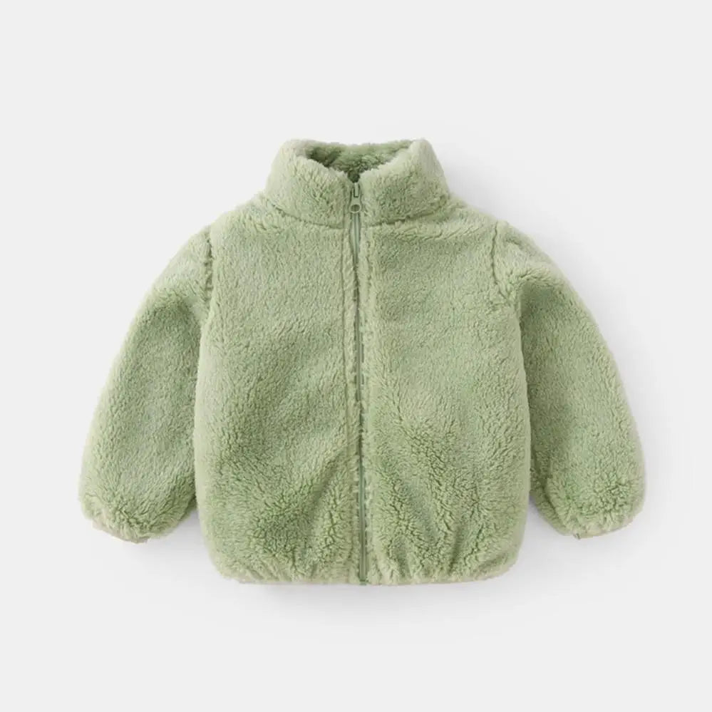 Unisex Solid Color Plush Fleece Jacket