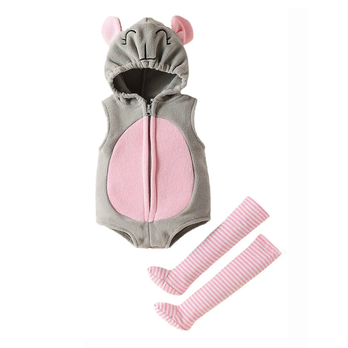 Baby Elephant Mouse Romper Costume with Pink Stockings