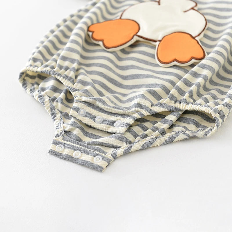 Cute Cartoon Duckling Striped Bodysuit