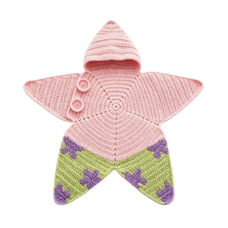 Hand Knitted Starfish Baby Romper- Cute Cartoon One-Piece Jumpsuit