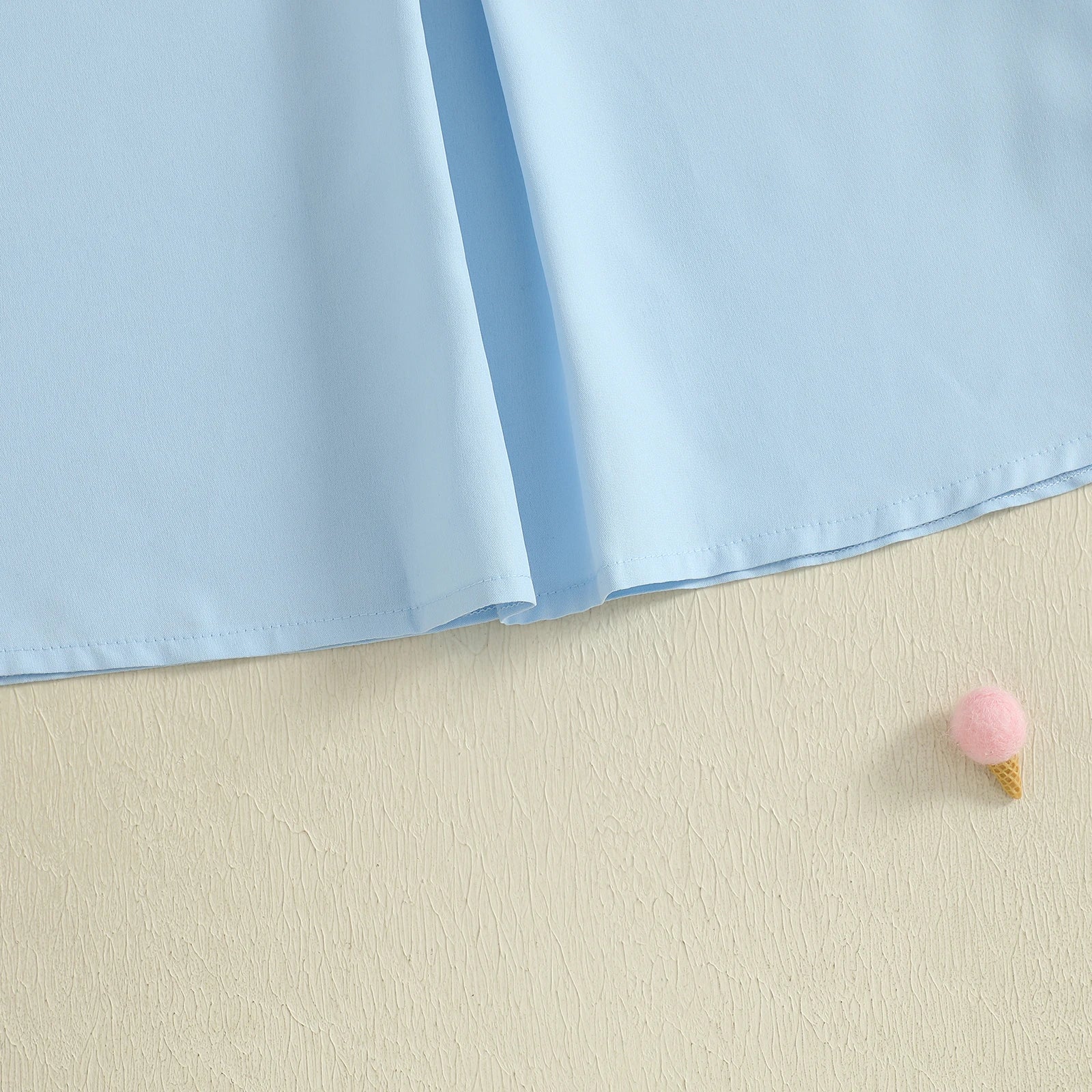 Back-to-School Apple Embroidered Blue Dress