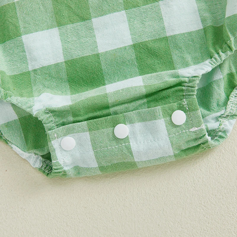 Plaid Father's Day Romper for Baby Boys & Girls