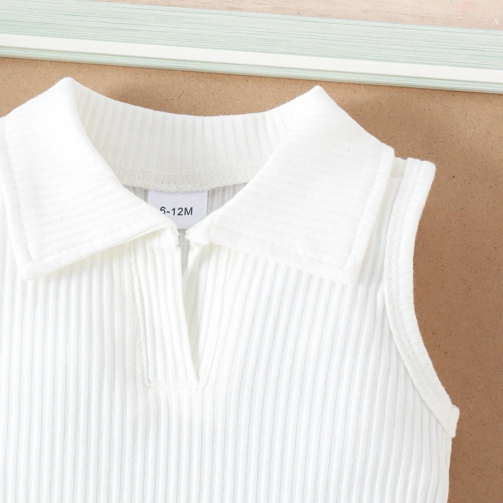 Ribbed Lapel Vest Top and Pleated Skirt Set