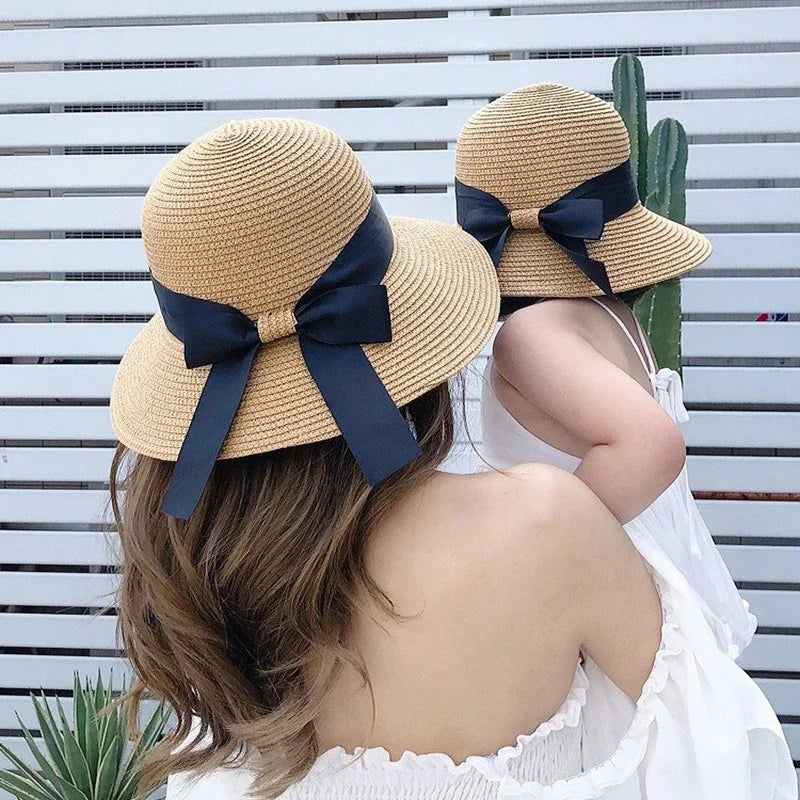 2pcs Mother &amp; Daughter Matching Straw Sun Hats