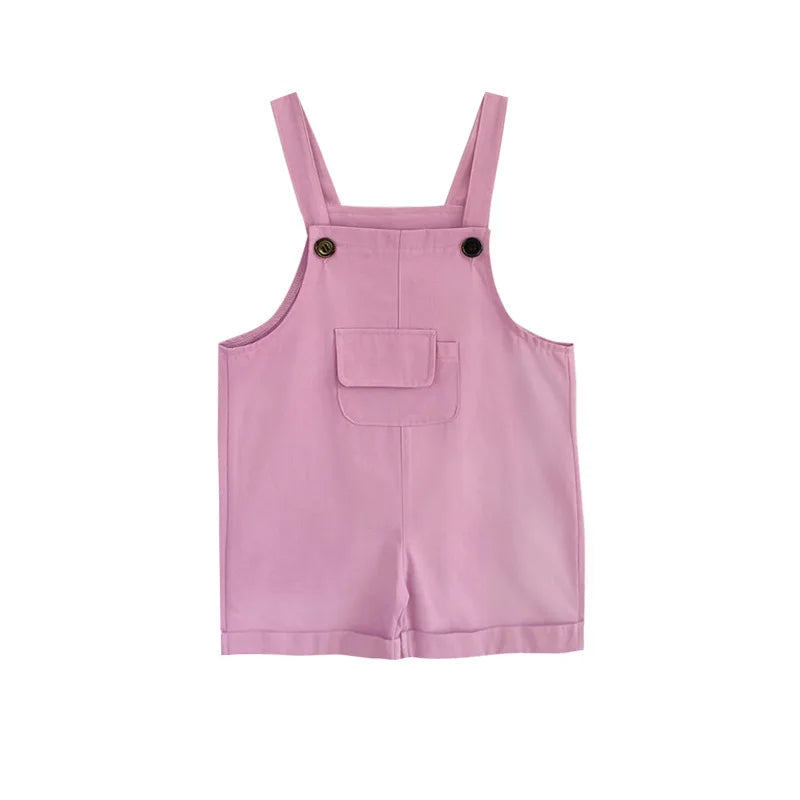 Kids Colorful Candy Color Overalls Shorts