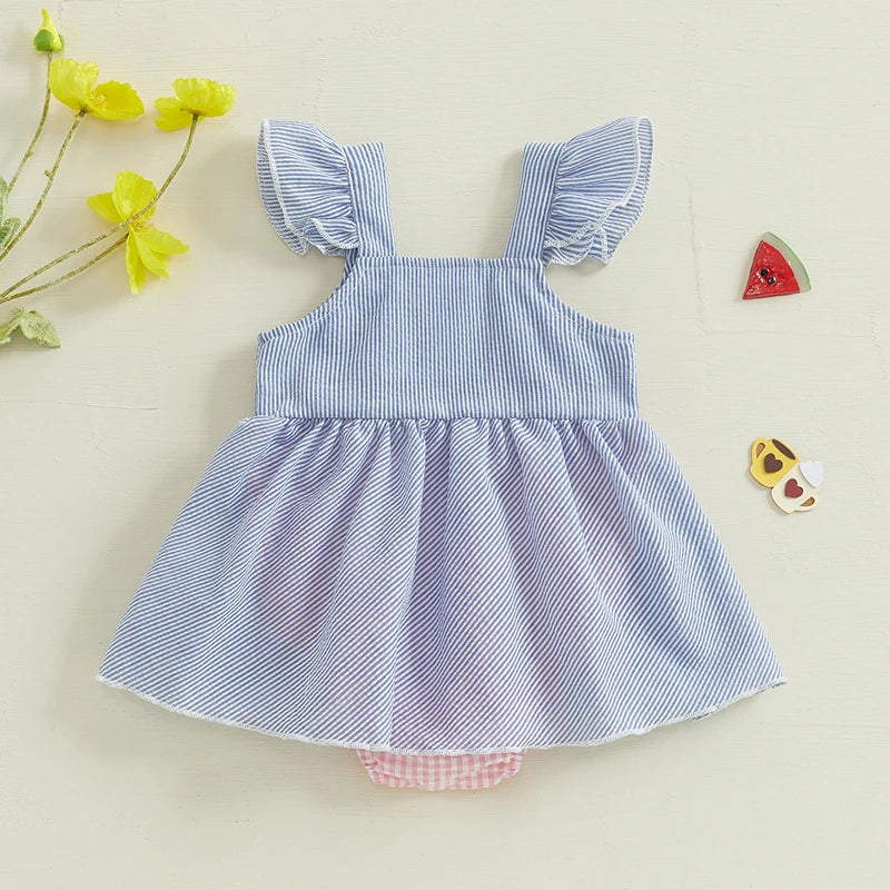 Watermelon Themed Romper Dress for Baby Girls