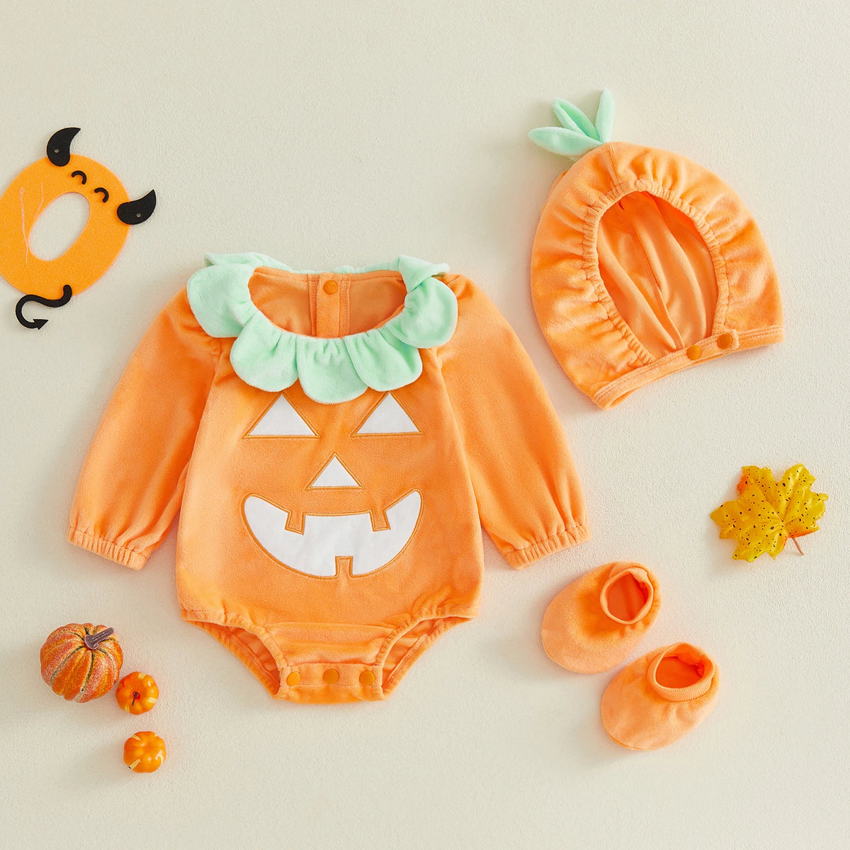 Infant Baby Pumpkin Halloween Romper Costume