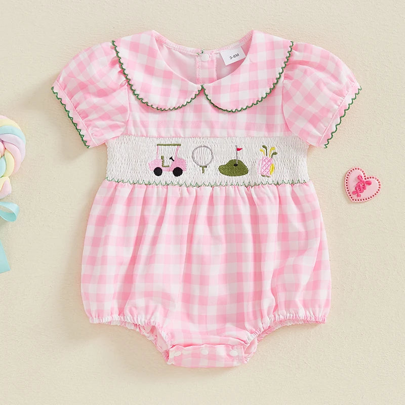 Baby Girl Smocked Golf Romper