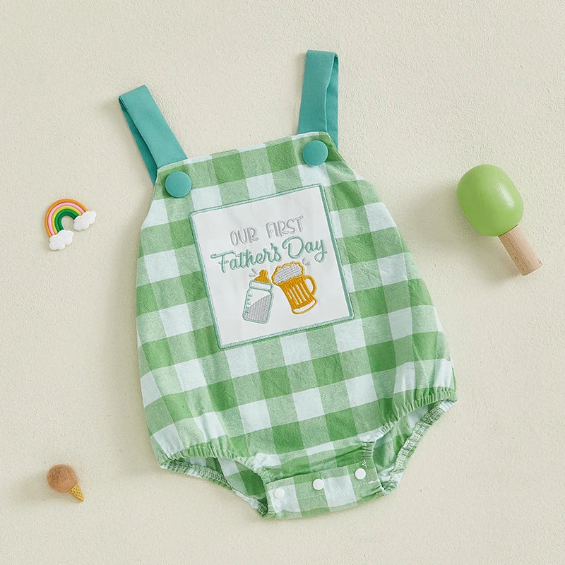 Plaid Father's Day Romper for Baby Boys & Girls