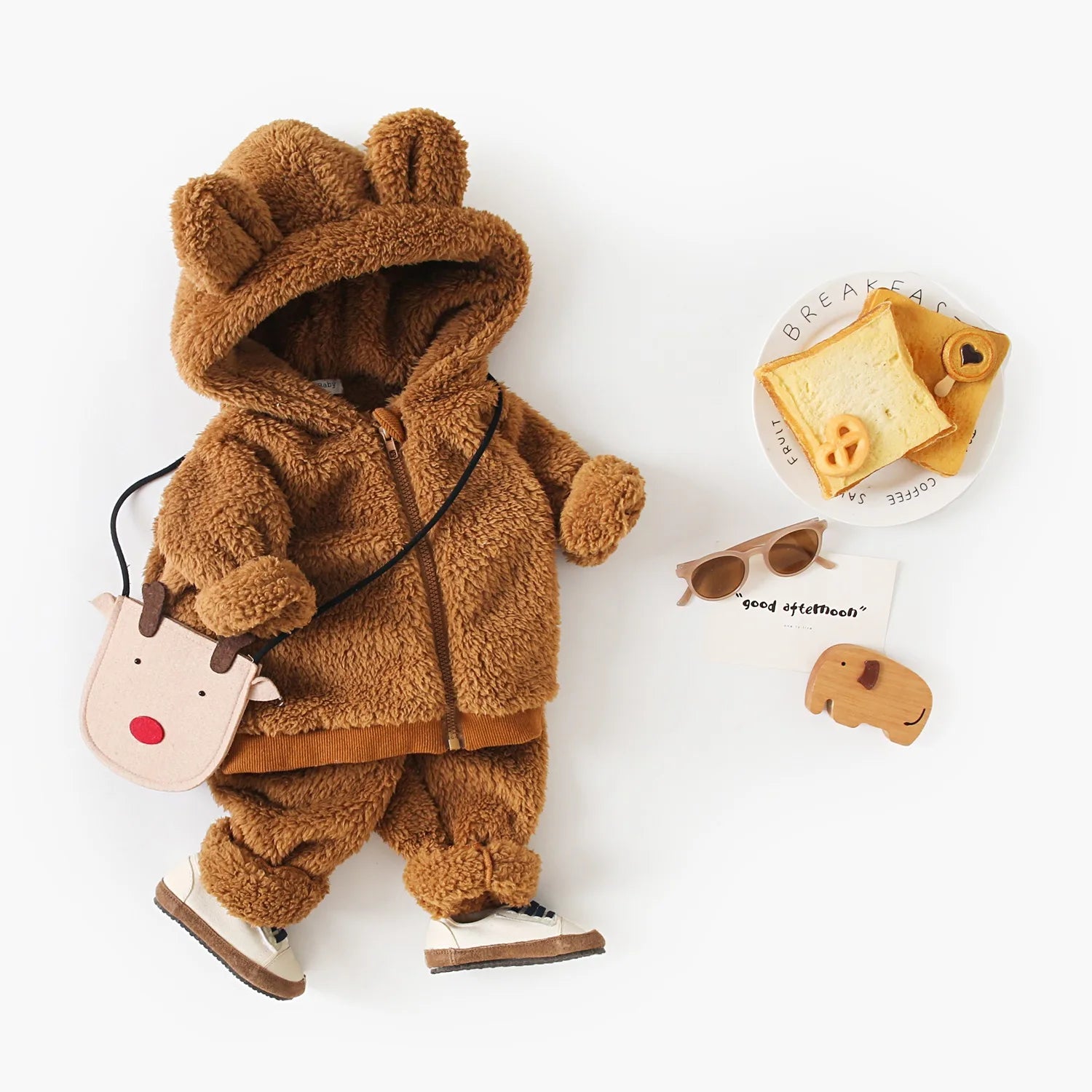 Baby & Toddler Plush Bear Hoodie and Pants Set