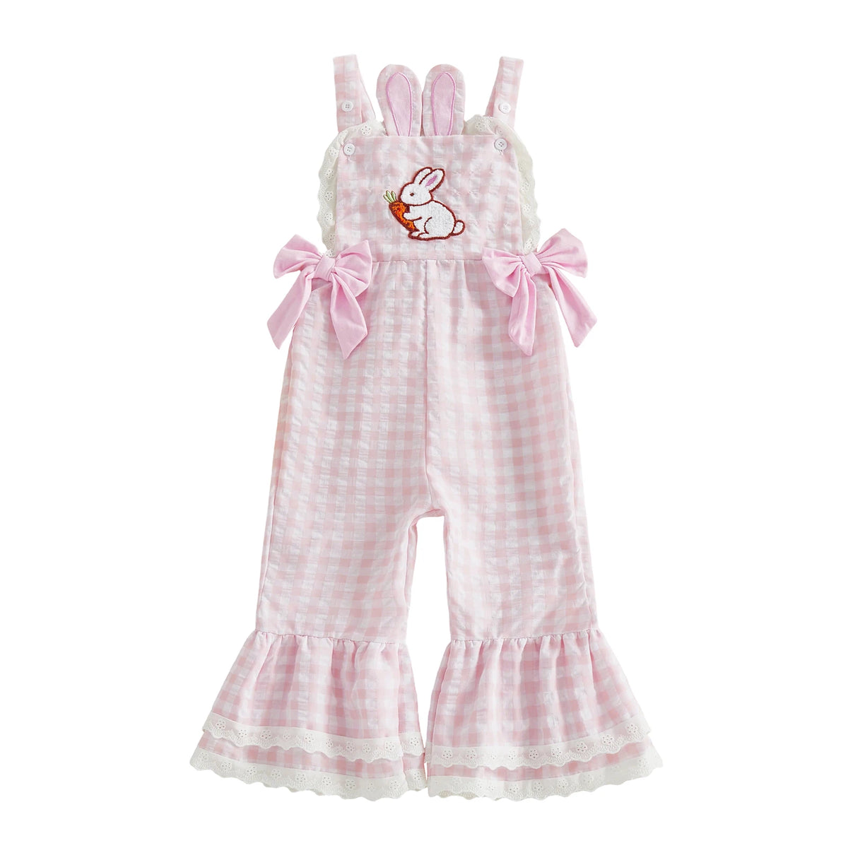 Toddler Baby Girls Easter Plaid Jumpsuit