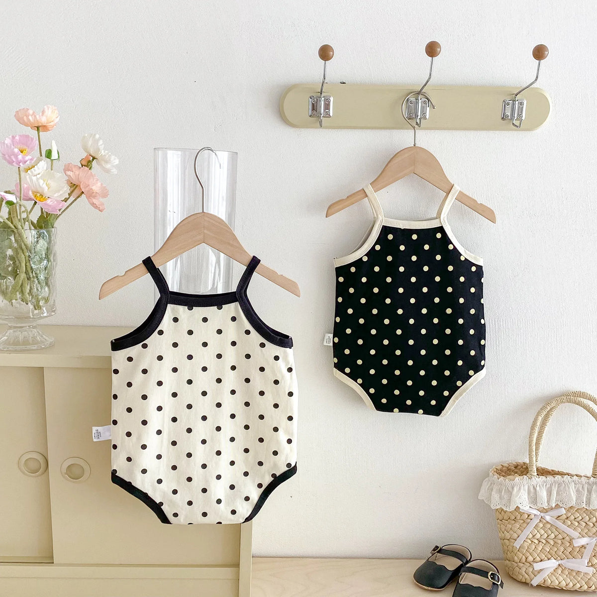 Baby Girl Polka Dot Bow Romper