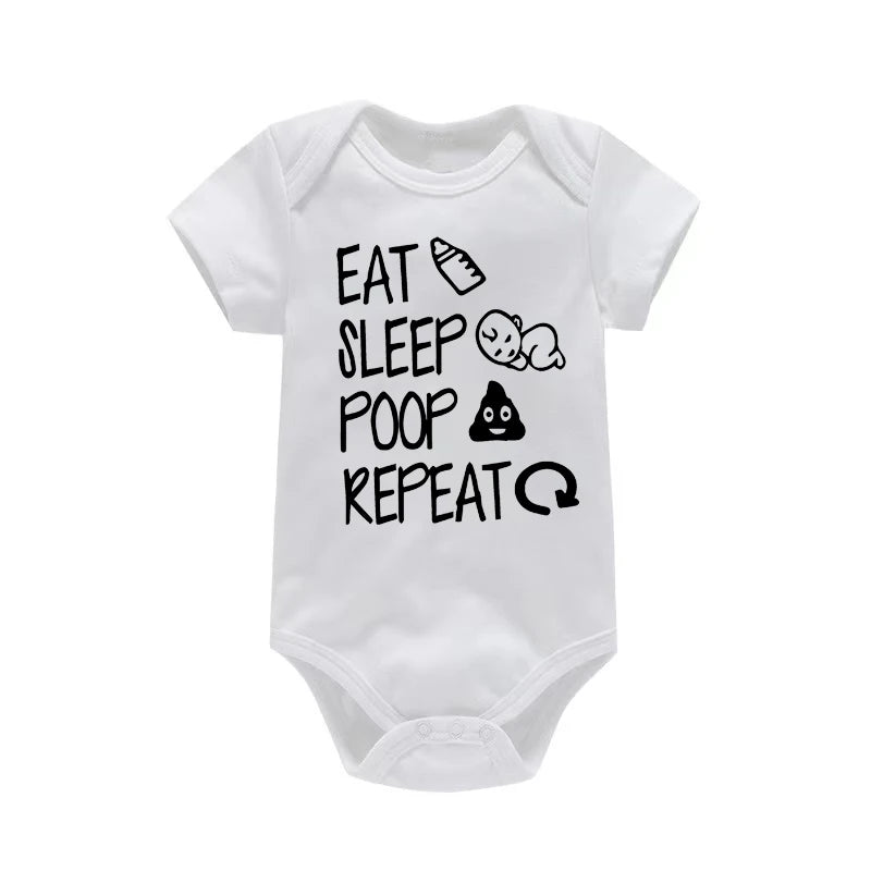 Funny "Eat Sleep Poop Repeat" Newborn Baby Romper