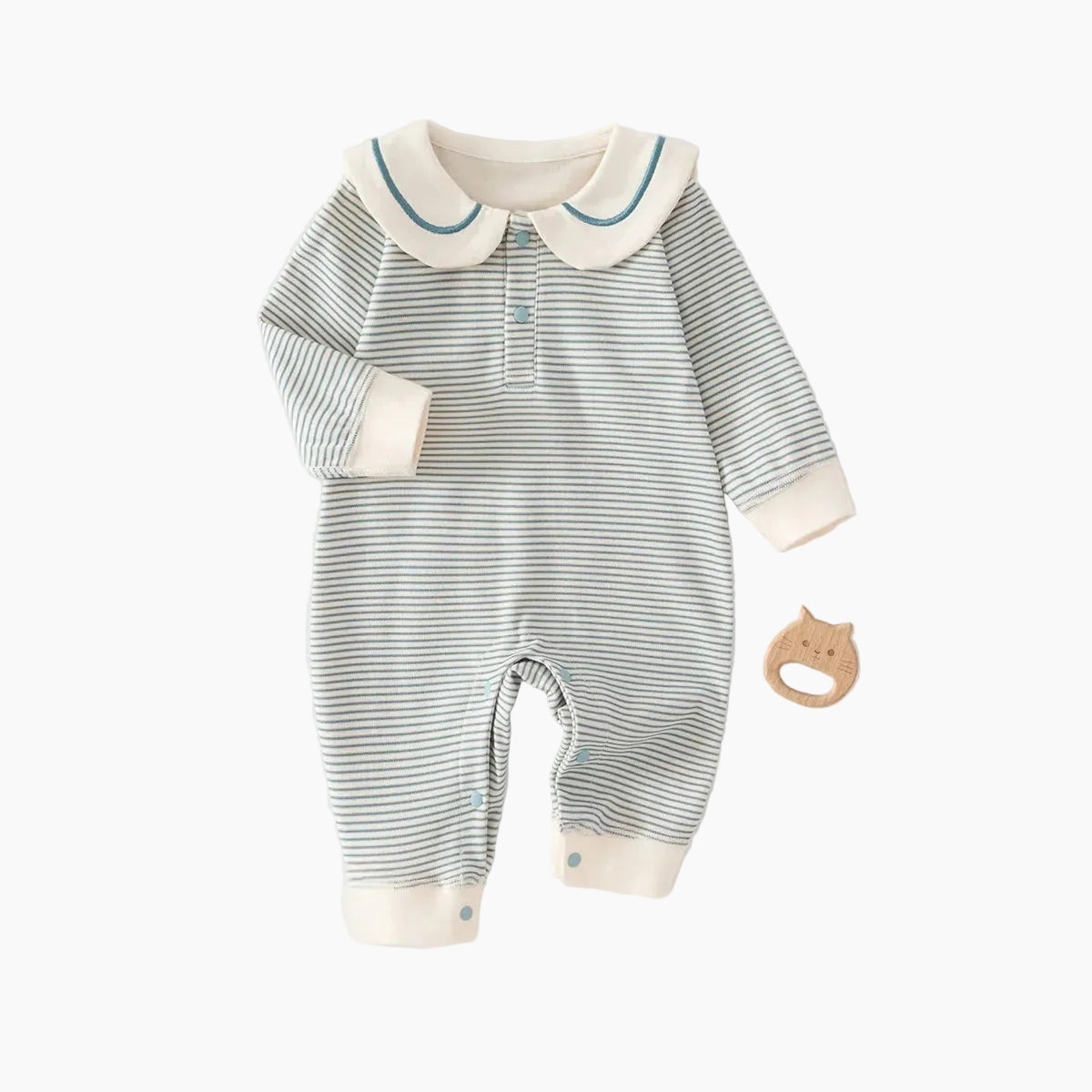 Soft Cotton Sailor Collar Romper for Newborns