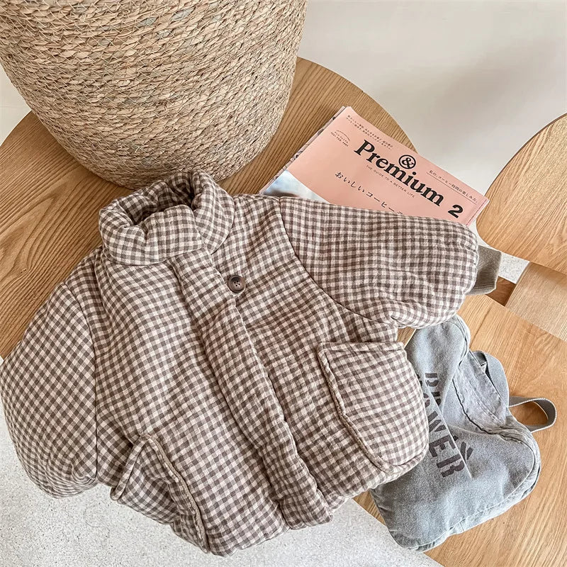 Plaid Fleece-Lined Winter Coat
