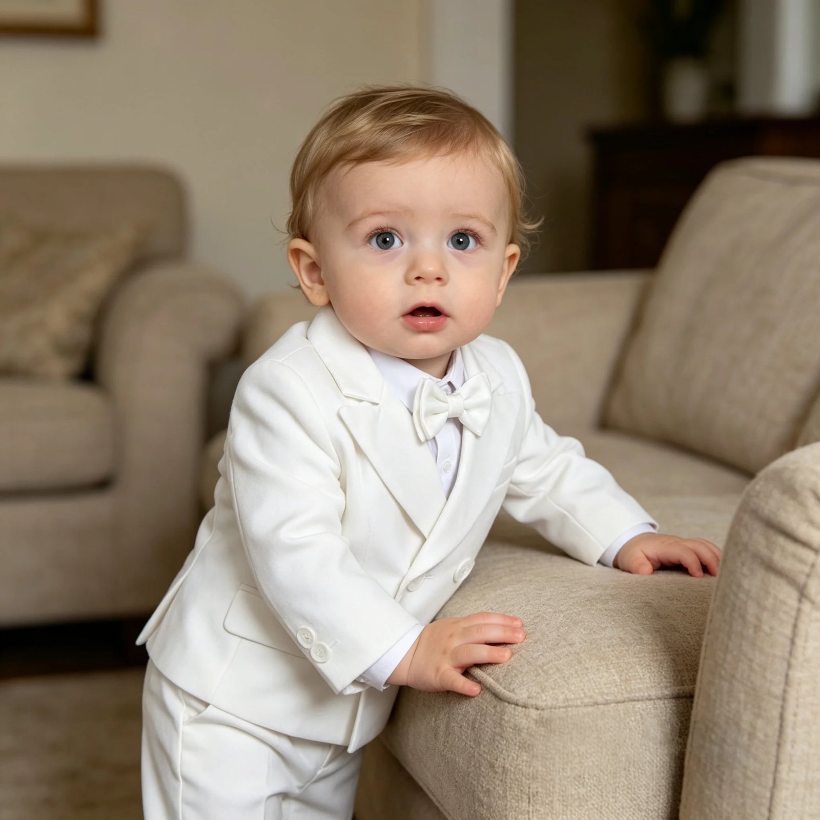 Toddler Boys' White Elegant Suit Set