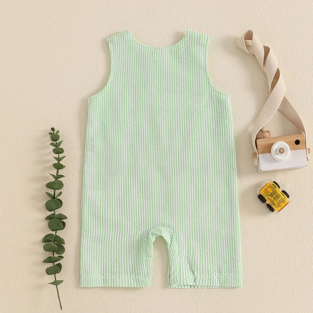 Casual Striped & Embroidered Summer Romper