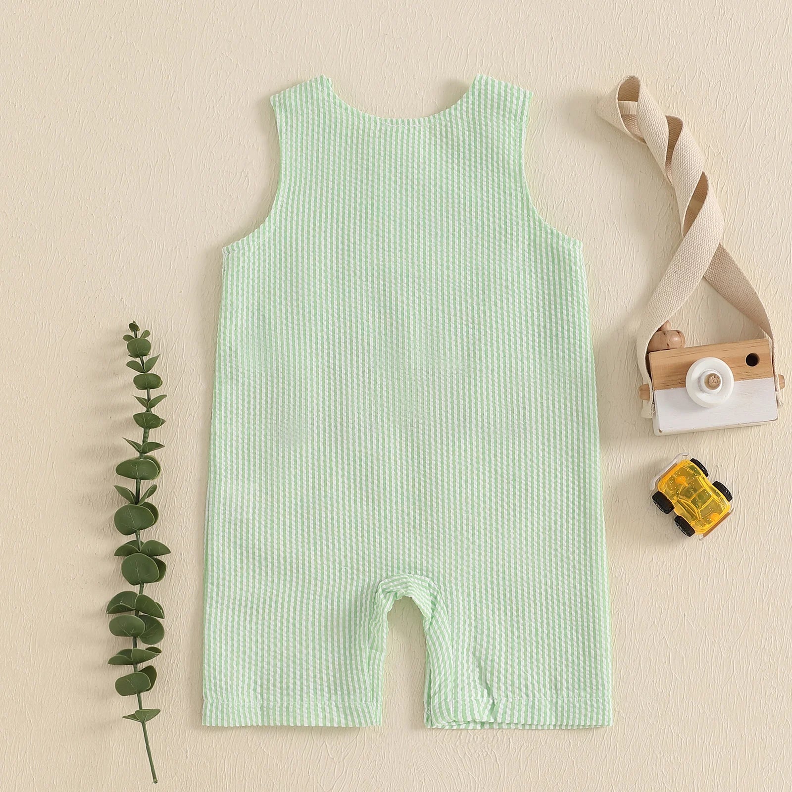 Casual Striped & Embroidered Summer Romper