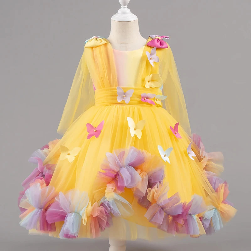 Girls Butterfly Princess Tulle Party Dress
