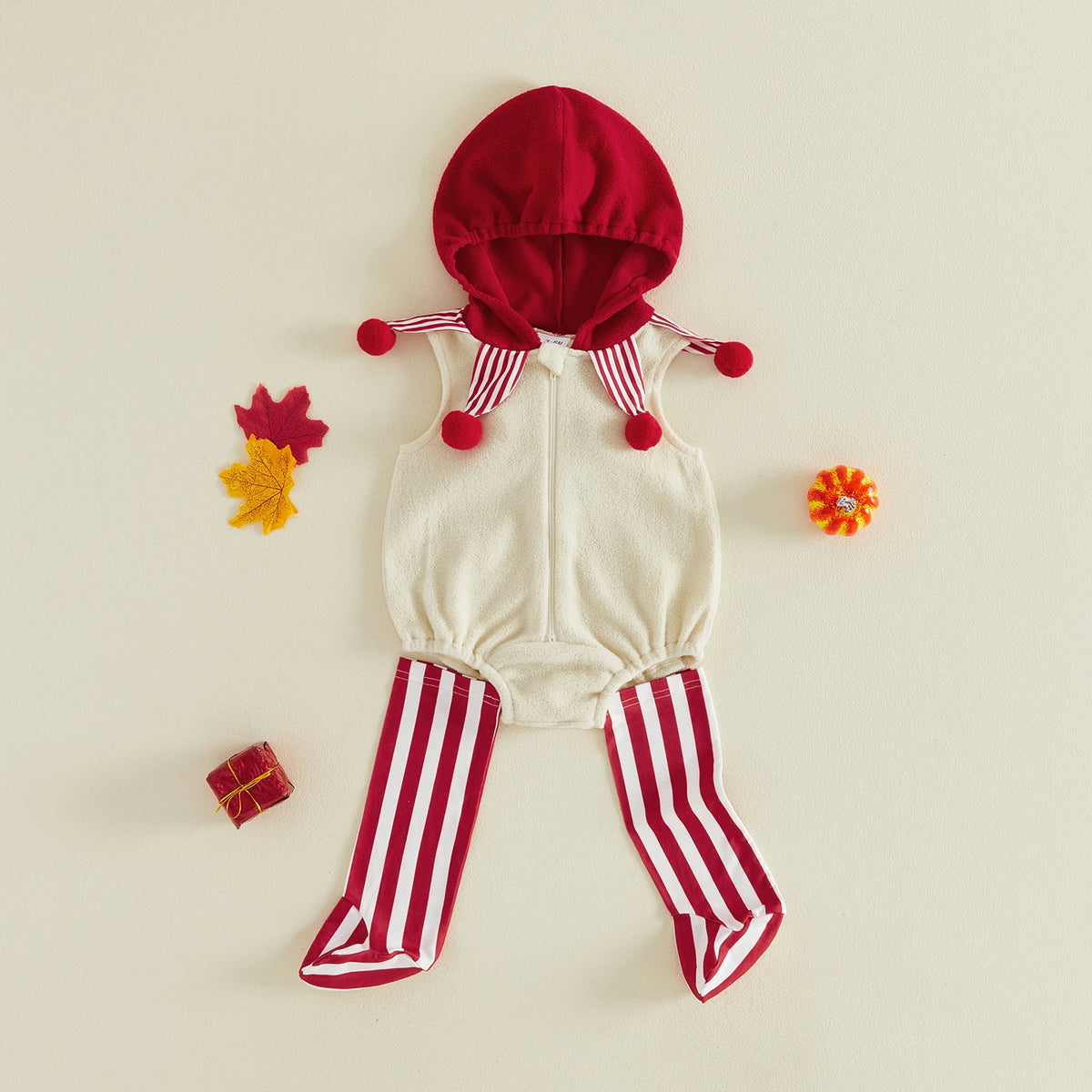 Infant Clown Costume Romper & Striped Socks Set
