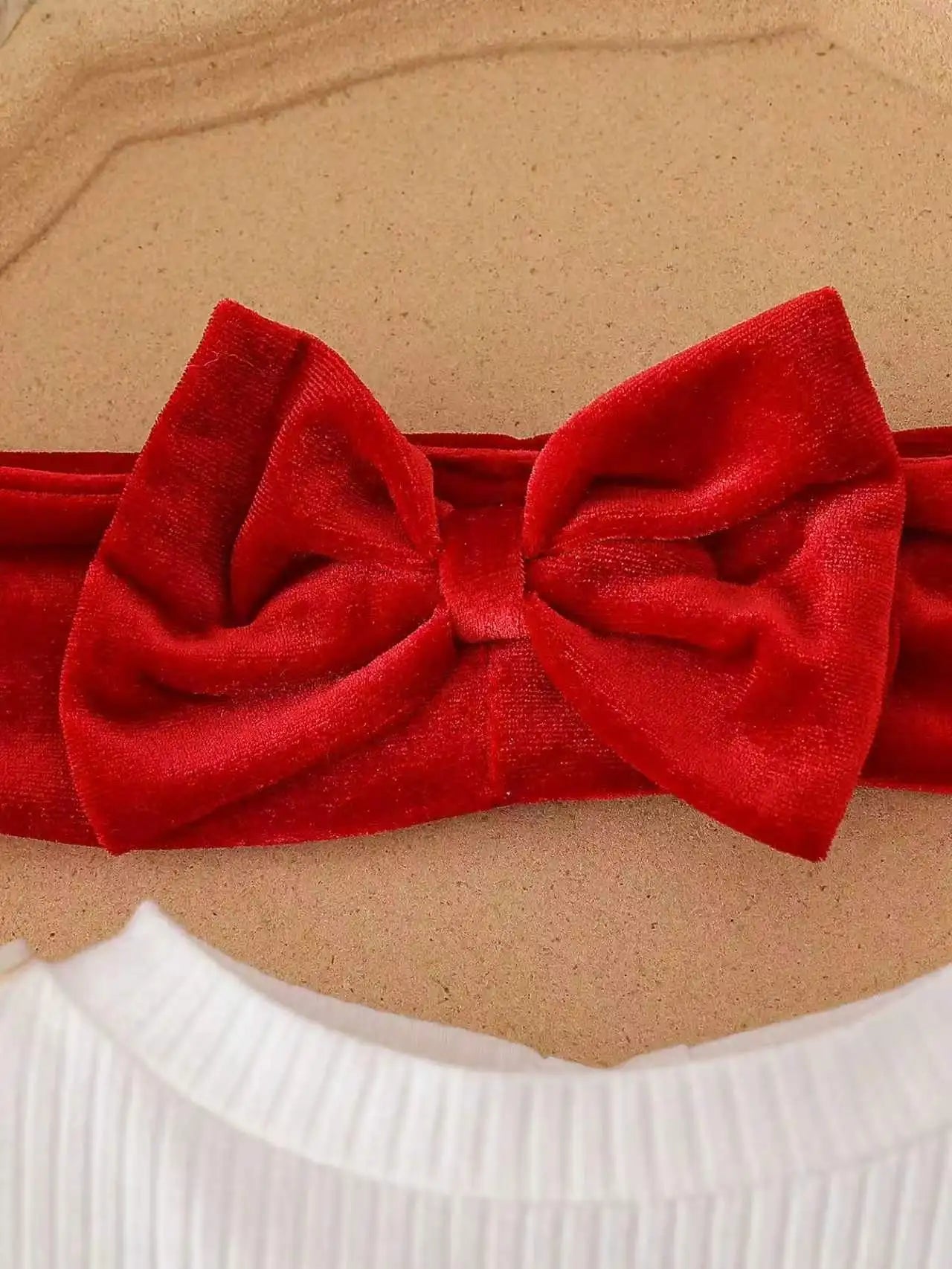 Baby Girl Red Bow Romper Dress Set with Headband & Socks