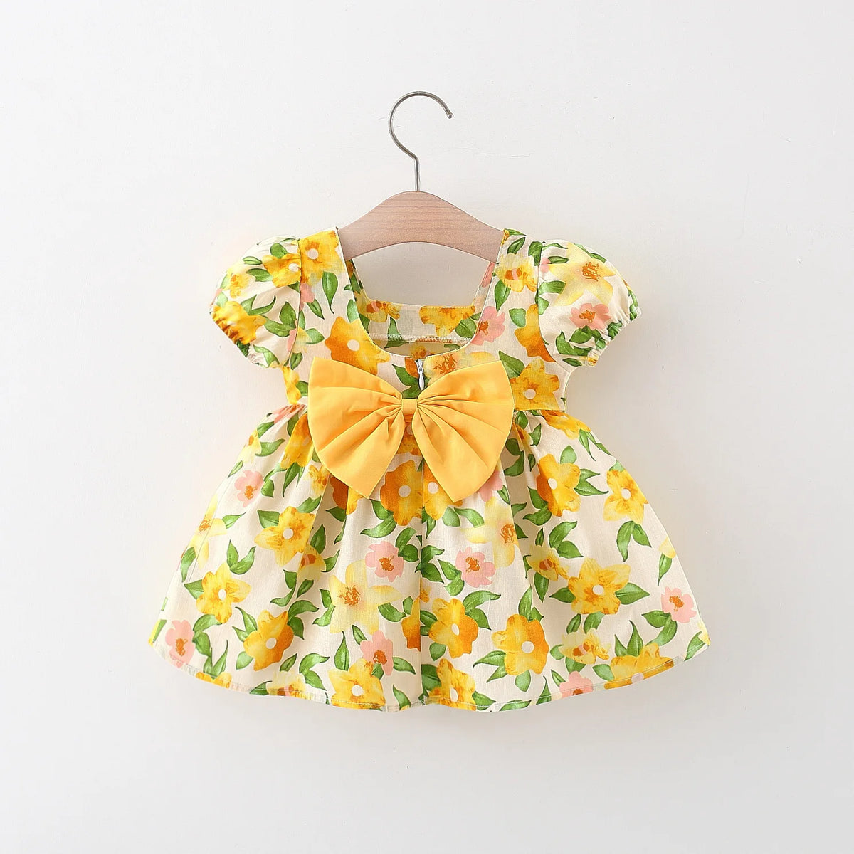 Sweet Floral Short-Sleeved Dress for Baby Girls