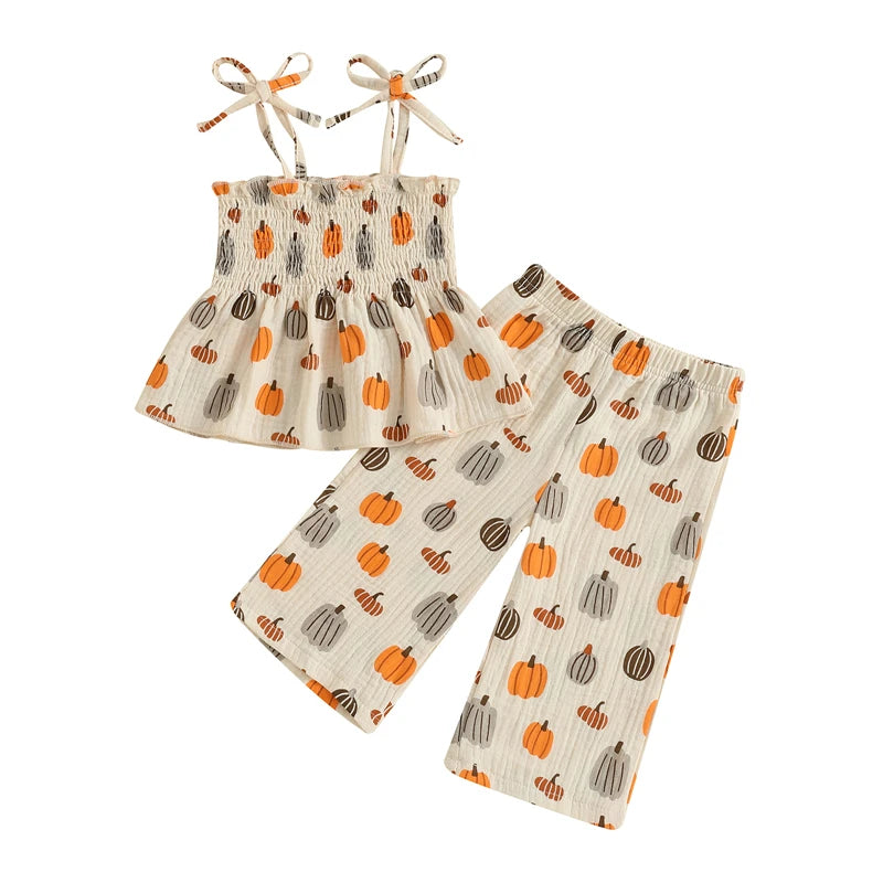 Pumpkin Print 2 Piece Outfit