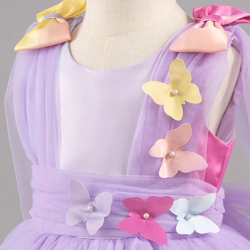 Girls Butterfly Princess Tulle Party Dress