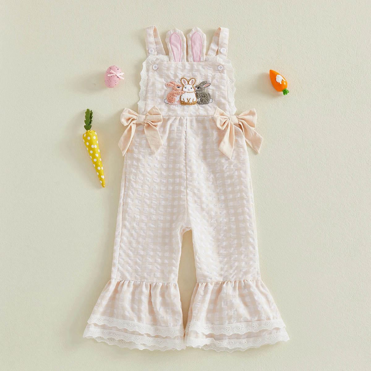 Toddler Baby Girls Easter Plaid Jumpsuit