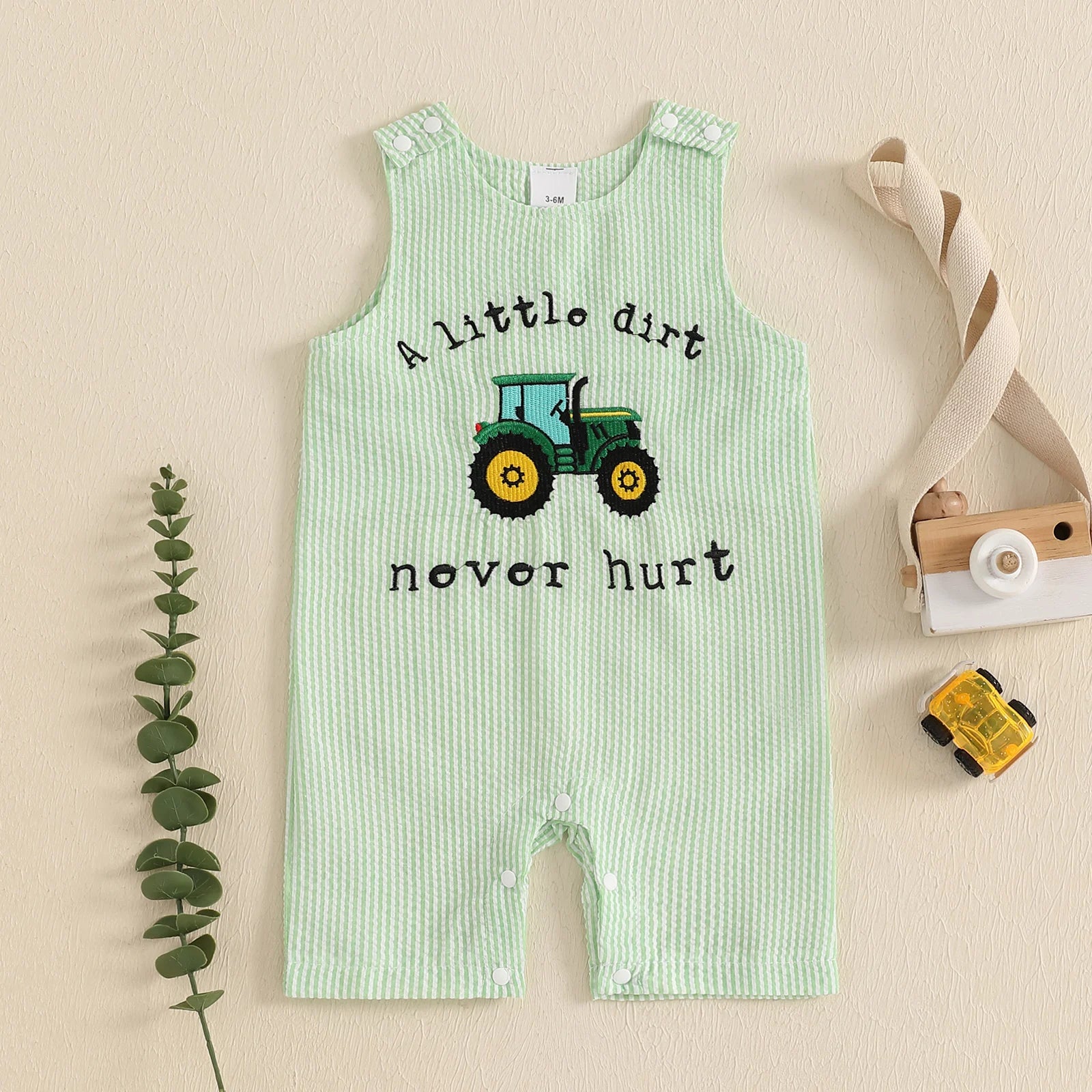 Casual Striped & Embroidered Summer Romper