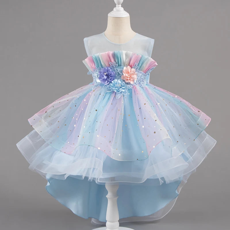 Girls Pastel Princess High-Low Tulle Dress
