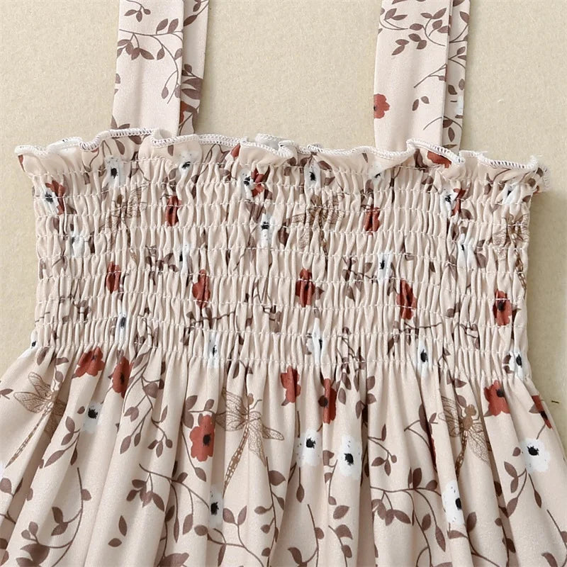 Baby Girls Floral Halter Romper with Tie-Up Straps