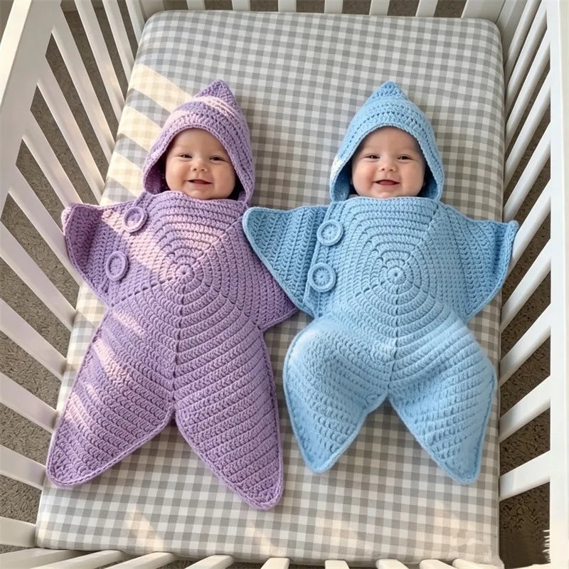 Hand Knitted Starfish Baby Romper- Cute Cartoon One-Piece Jumpsuit