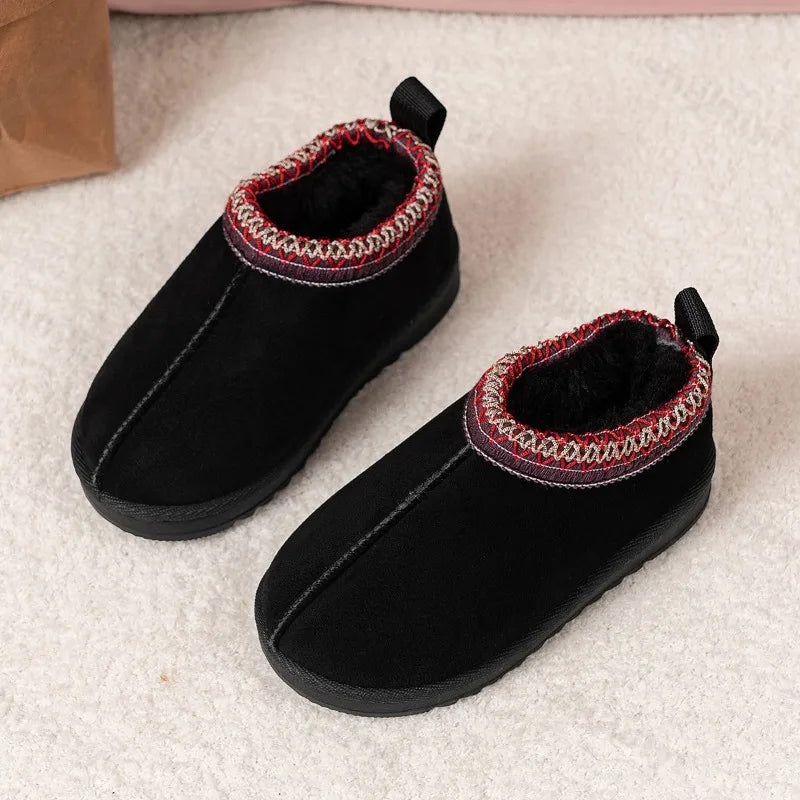 Suede Children's Ankle Boots - Warm Plush Fur Winter Fashion Shoes