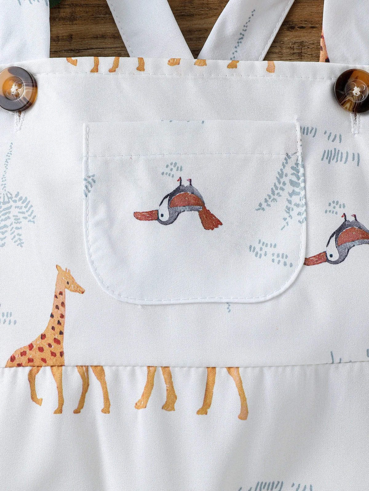 2-Piece Animal Print Summer Overalls & Hat Set