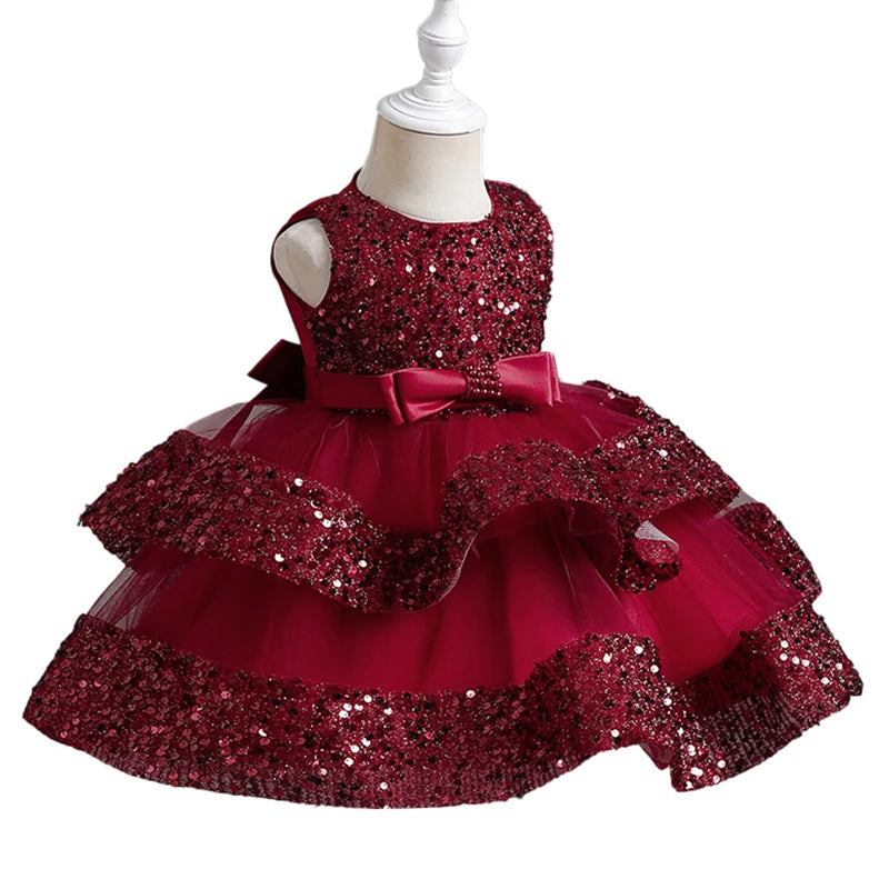 Girls' Sleeveless Sequin & Mesh Party Dress