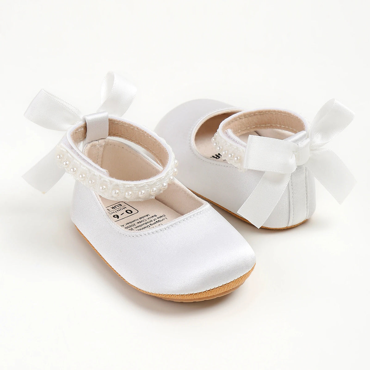 Satin & Pearl Princess Shoes for Infant Girls