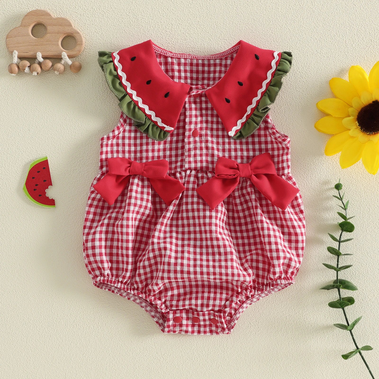 Baby Girls Watermelon Plaid Romper