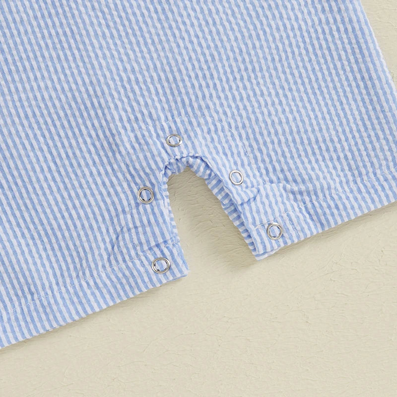 Golf Cart Appliqué Striped Romper