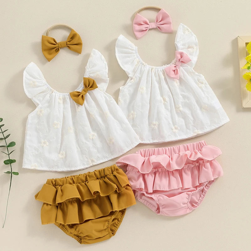 Sleeveless Floral Top and Ruffle Shorts Set