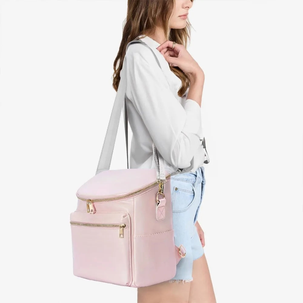 5-in-1 Leather Diaper Backpack Set for Stylish Moms