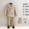 4pcs / 80 Khaki Striped Suit Set Boy&#39;s Suspenders
